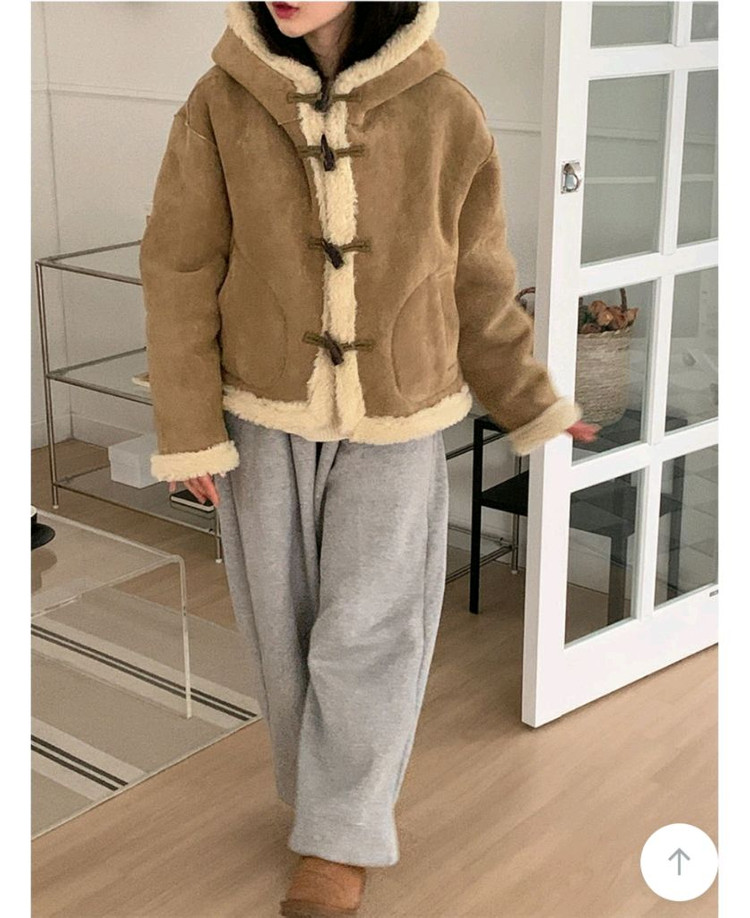 스웨이드 양털 떡볶이 무스탕 베이지--2