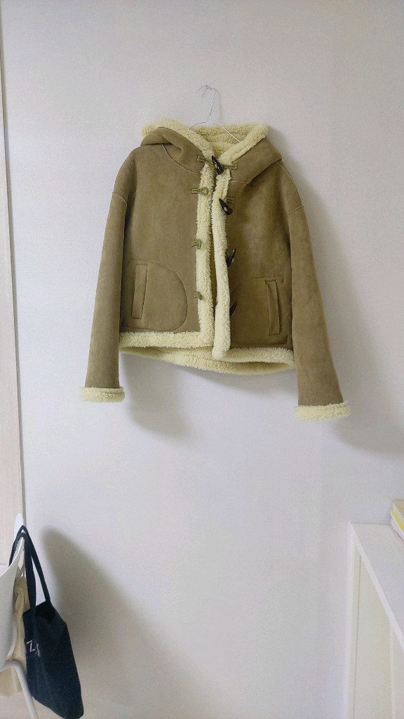 스웨이드 양털 떡볶이 무스탕 베이지--5