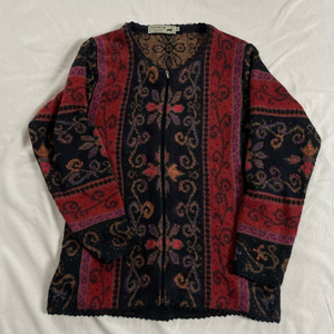 Peruvian Link 빈티지 플라워 패턴 가디건 M