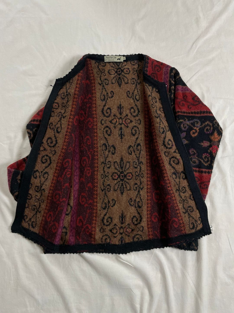 Peruvian Link 빈티지 플라워 패턴 가디건 M--2