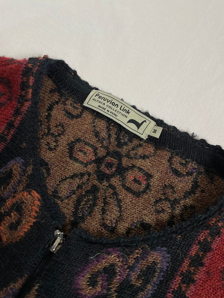 Peruvian Link 빈티지 플라워 패턴 가디건 M--3