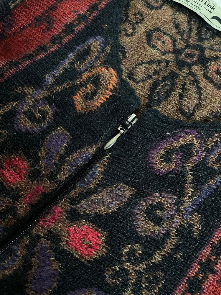 Peruvian Link 빈티지 플라워 패턴 가디건 M--4