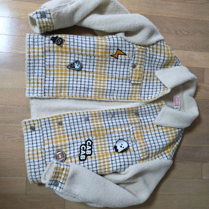 CCAABB 체크 배색 뽀글이 숏 자켓 가슴반품 53 와펜 95 100 양털