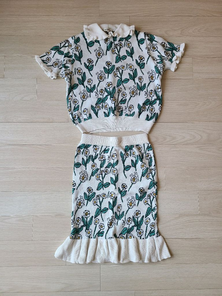 일괄) 리미떼두두 플라워 러플 니트 투피스--1