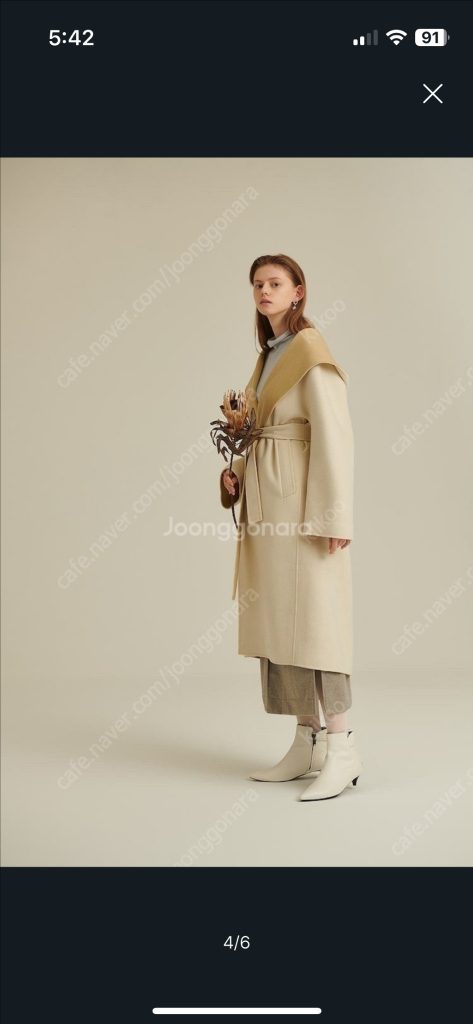 빈폴 아이보리 후드 핸드메이드 코트 85--3