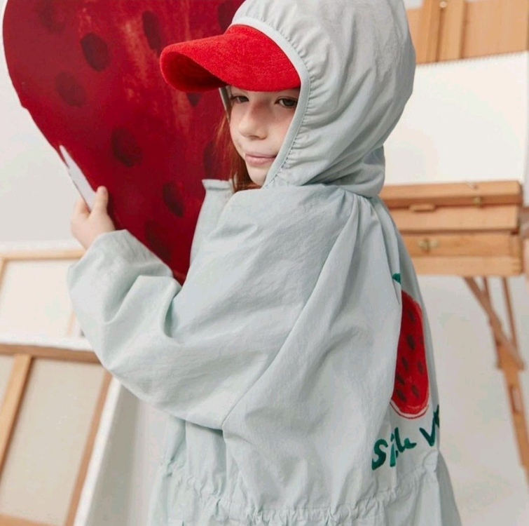 리미떼두두 XL 딸기 바람막이 롱점퍼 윈드브레이크--1