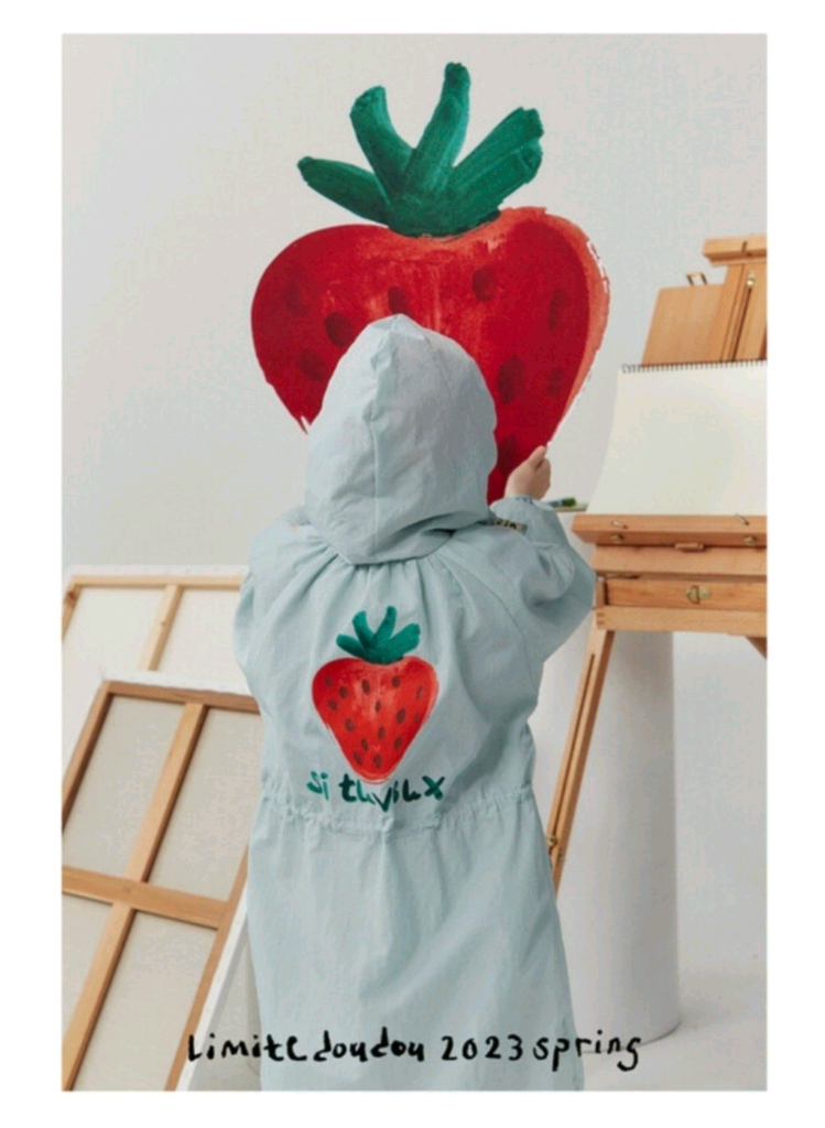 리미떼두두 XL 딸기 바람막이 롱점퍼 윈드브레이크--2