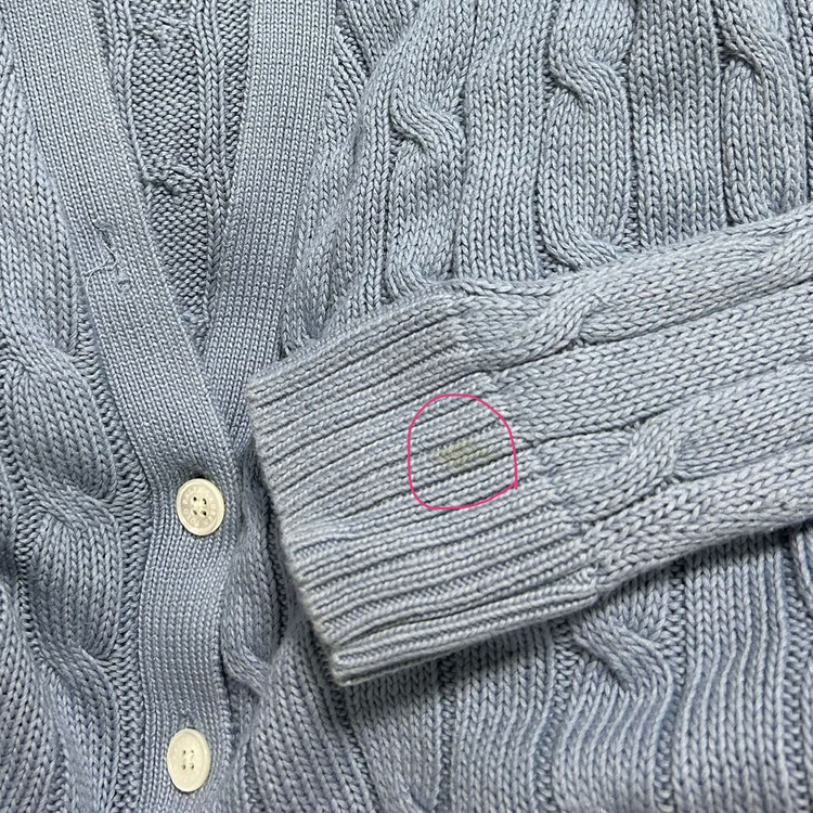 폴로 랄프로렌 신형 큐알 브이넥 꽈배기 니트 가디건 스카이블루 소라 L 이미지