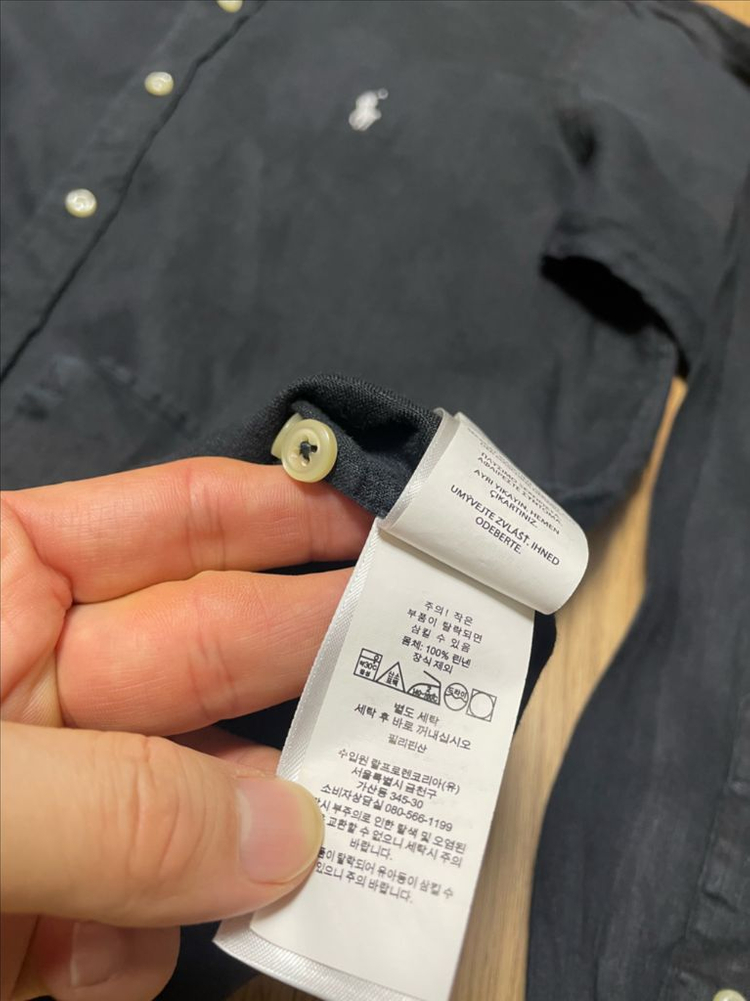 폴로 M 린넨 셔츠 블랙 매장판--5