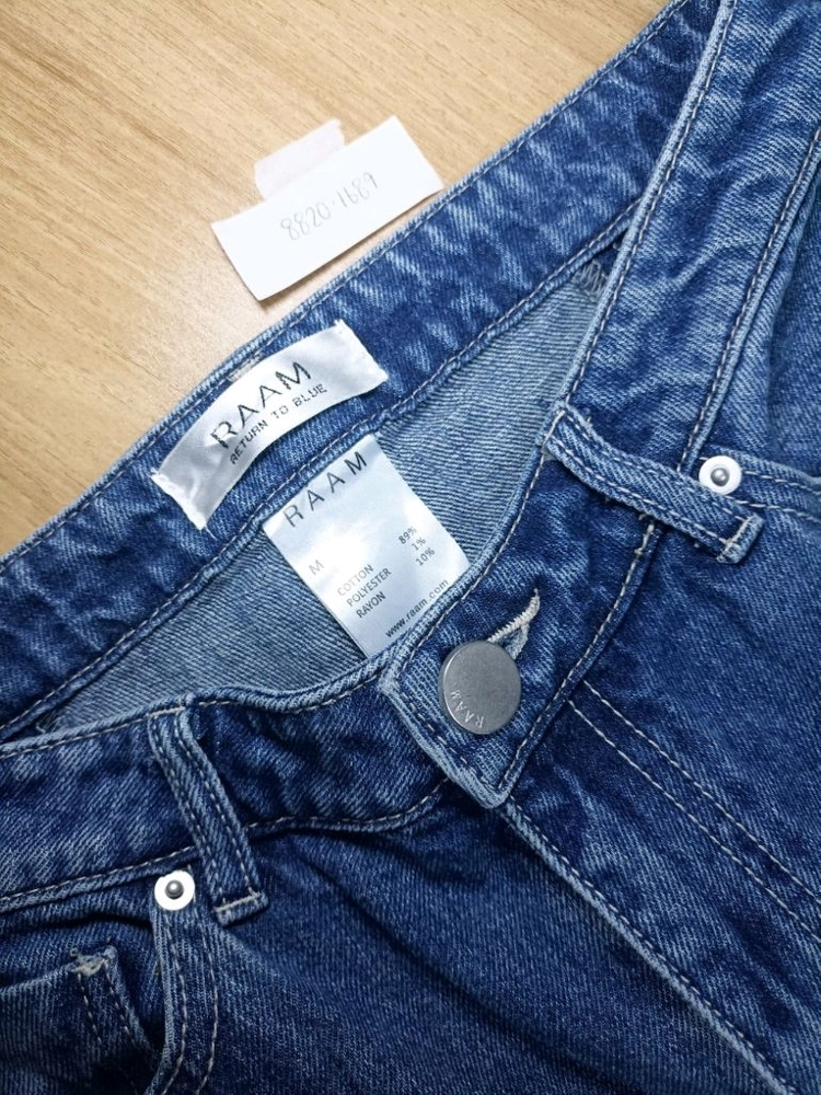 [미사용 택포] 무신사 람 릴렉스 보이핏 데님 팬츠 M 블루 청바지 이미지