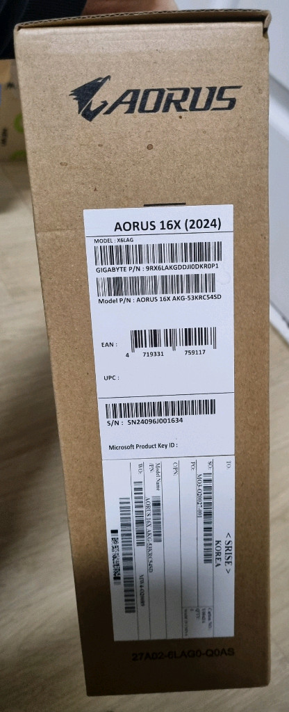 GIGABYTE AORUS 16X 빈박스--4