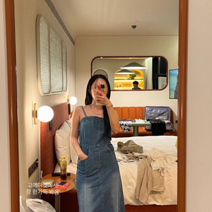 데님 멜빵 롱 원피스