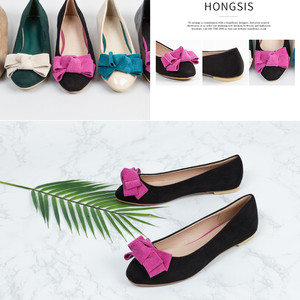 [새상품] 리본플랫 5종 블랙+핫핑크 스웨이드 플랫슈즈