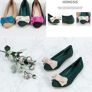 [새상품] 리본플랫 5종 자스민그린+아이보리 스웨이드 플랫슈즈