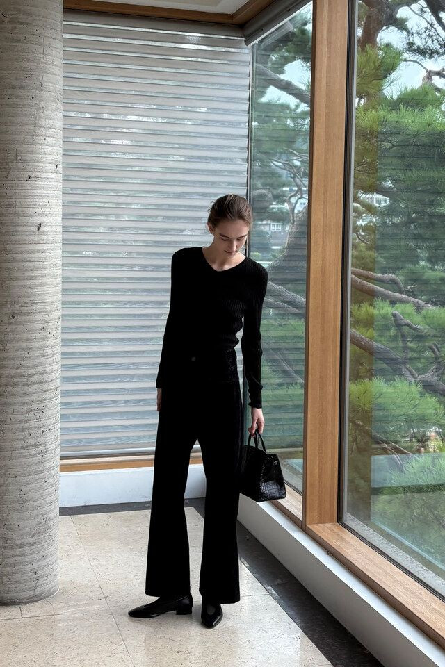 보웬 이클립스 벨벳 와이드 팬츠--2