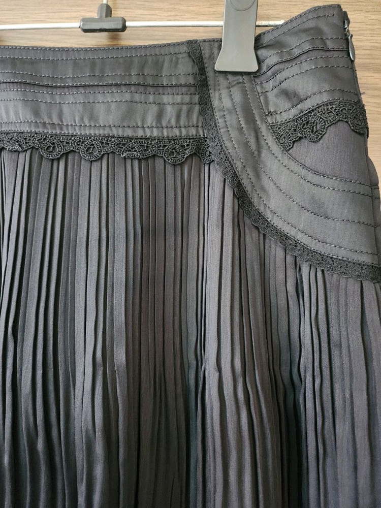 새거 검정 플리츠 스커트 치마 주름스커트 레이스치마--1