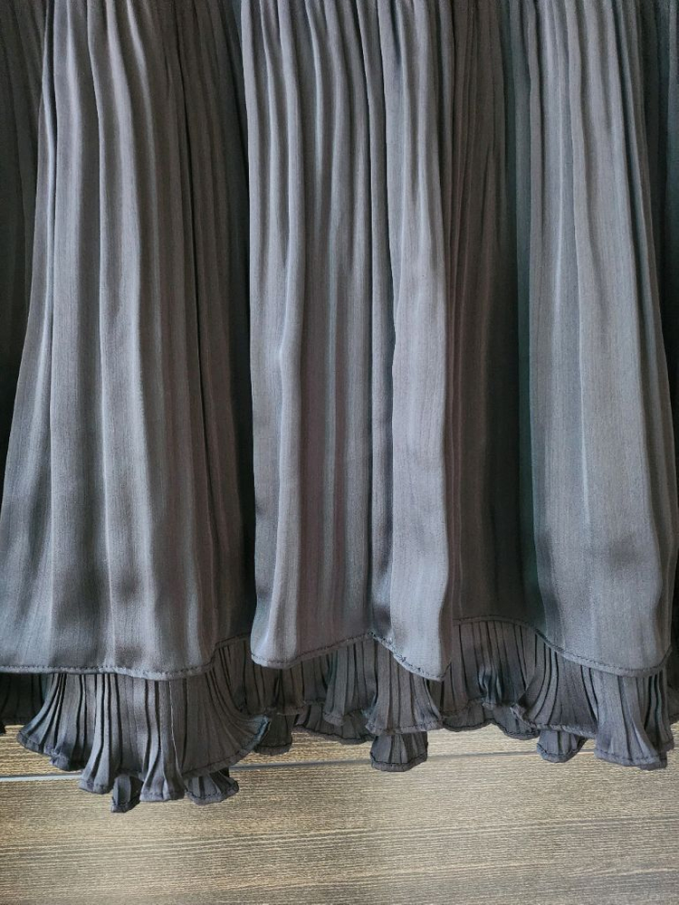 새거 검정 플리츠 스커트 치마 주름스커트 레이스치마--2