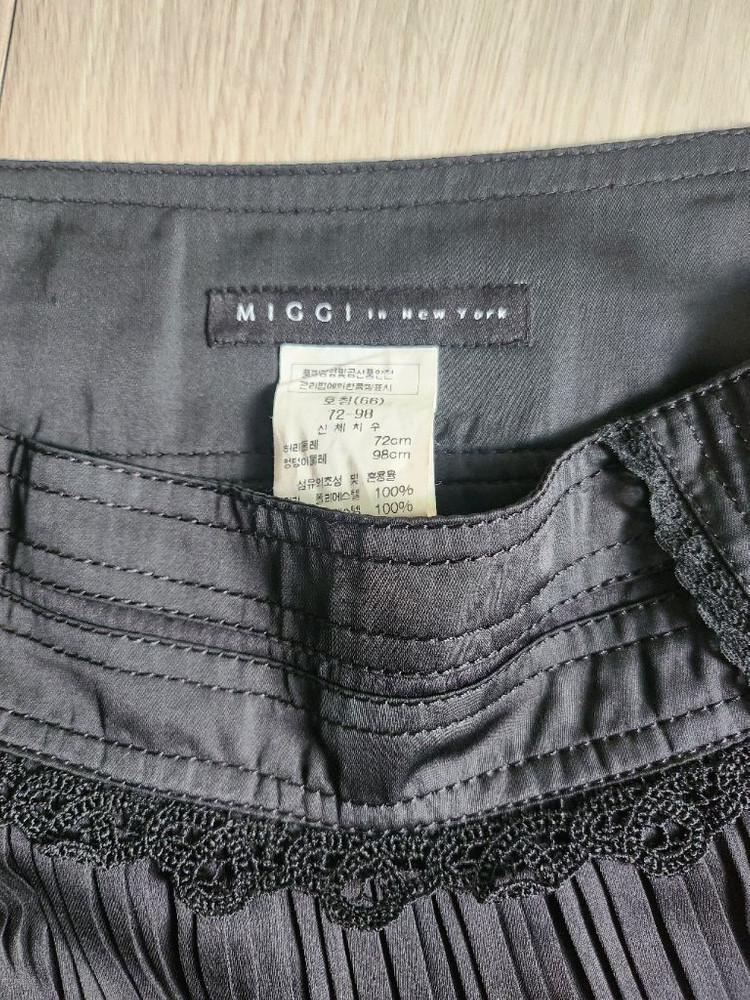 새거 검정 플리츠 스커트 치마 주름스커트 레이스치마--4