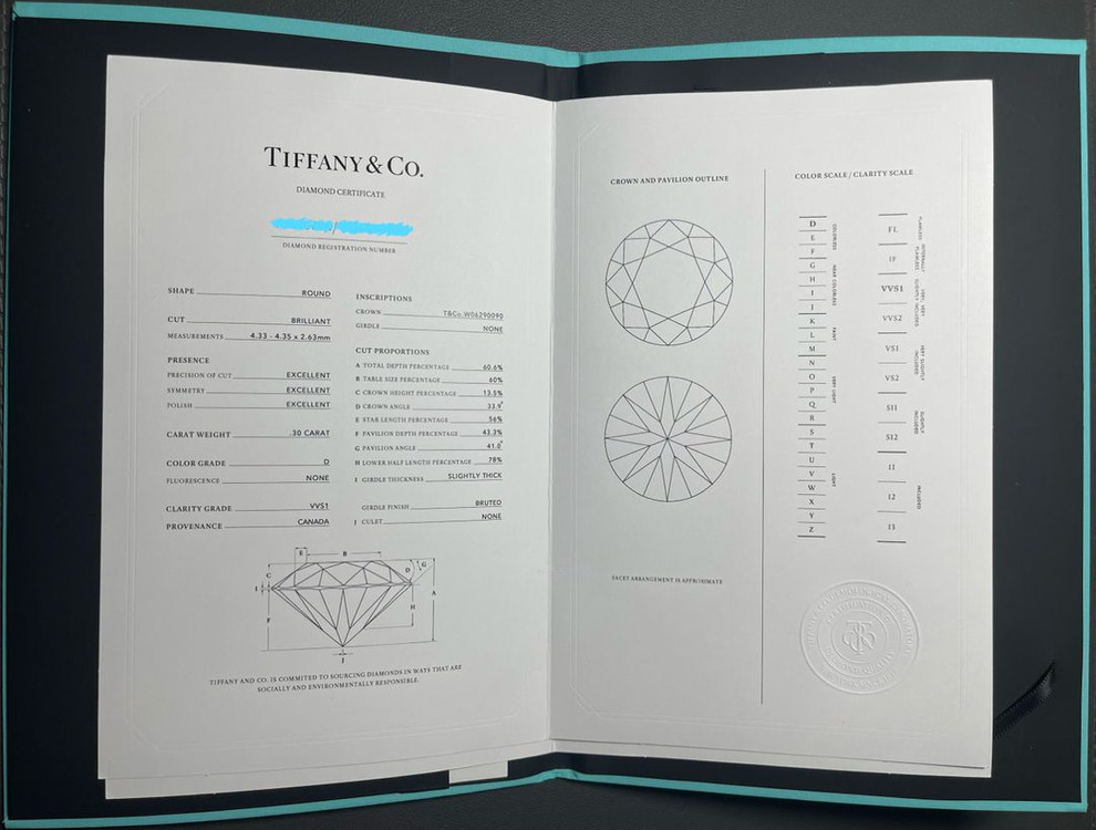 티파니 웨딩링, 프로포즈링, 0.30캐럿 다이아 반지 VVS1 등급--4
