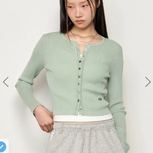 구해요) 제너럴아이디어 리브드 크롭 가디건 민트 s 이미지