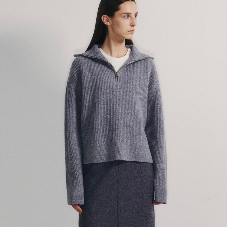 노티아(NOTIA) 캐시미어 하프집업 니트 프리사이즈 새상품--4