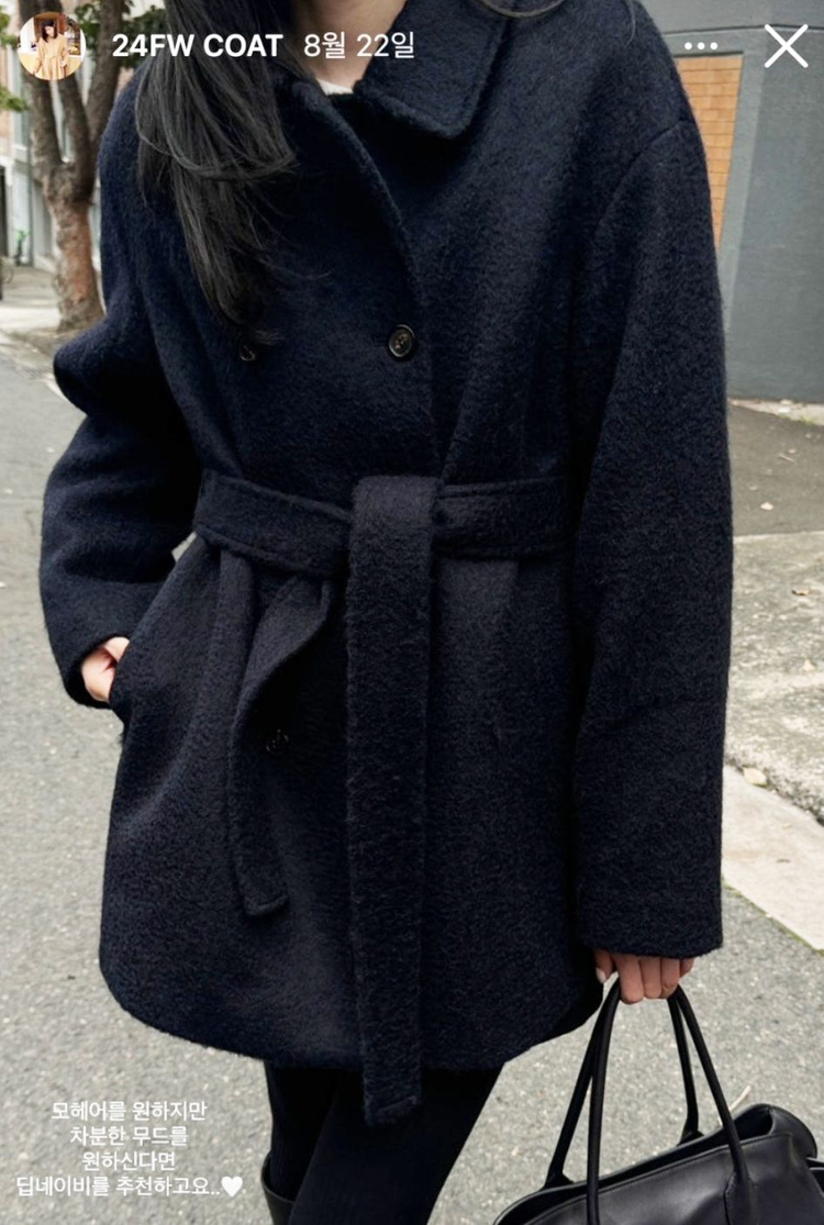 베뉴엣(BENUET) 다크네이비 밀란 코트 프리사이즈 새상품--2