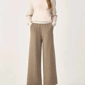 더캐시미어 블렌드 밴딩 와이드 니트 팬츠