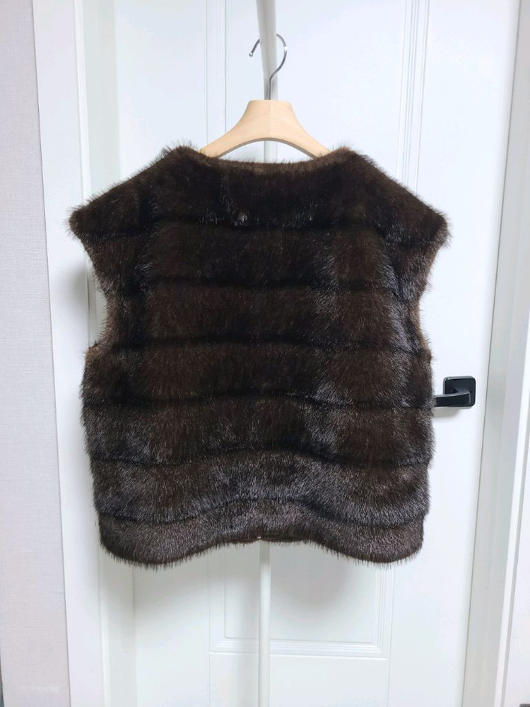 <새상품> 고퀄 호리젠탈 밍크 에코퍼 페이크퍼 베스트 이미지