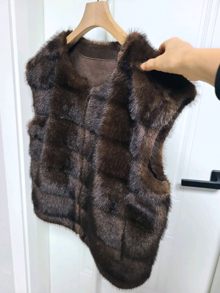 <새상품> 고퀄 호리젠탈 밍크 에코퍼 페이크퍼 베스트 이미지