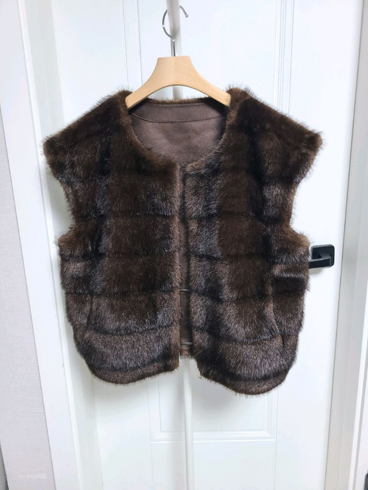 <새상품> 고퀄 호리젠탈 밍크 에코퍼 페이크퍼 베스트 이미지