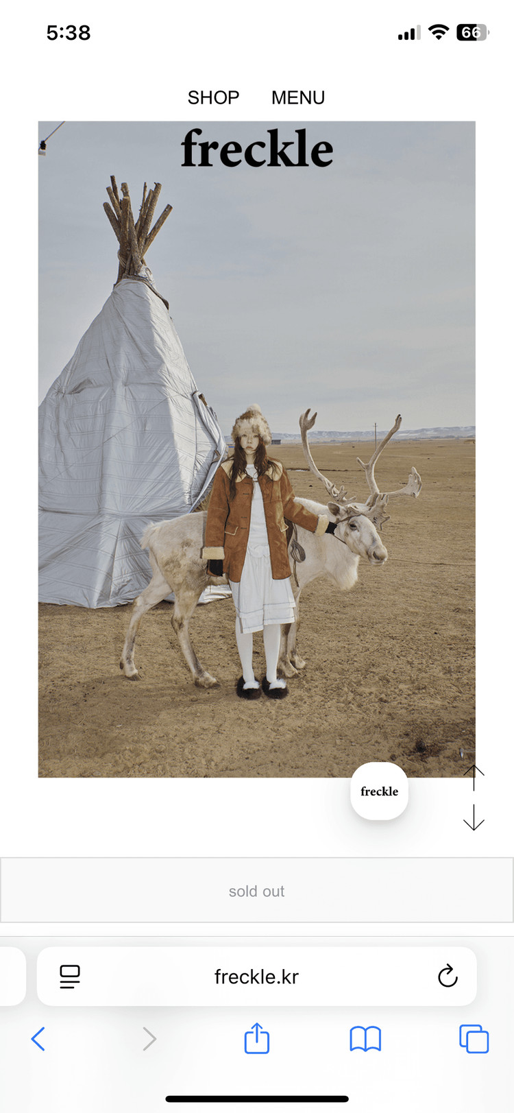 Freckle(프레클) round-collar midi shearling 무스탕 이미지