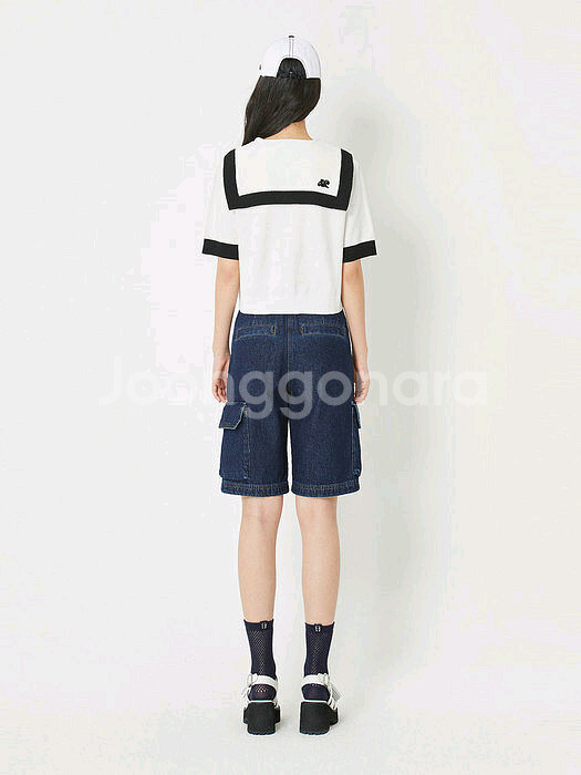 급처상태좋음!럭키슈에뜨 세일러카라 니트 반팔 가디건 프리사이즈--2