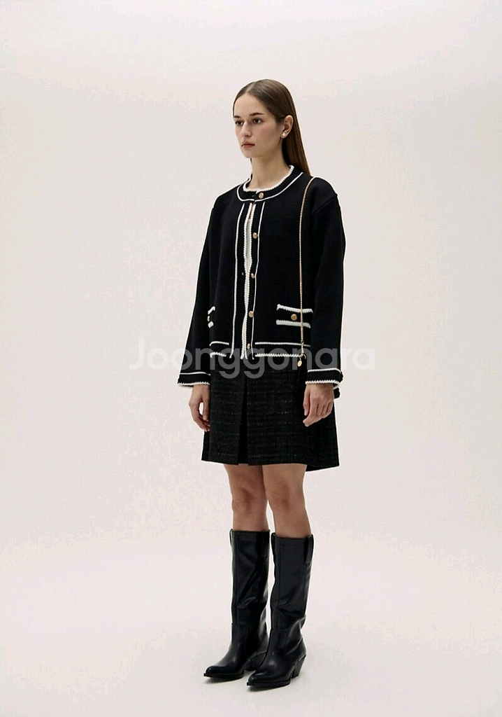 하케쉬 코코라인 니트 가디건 블랙 트위드 자켓 / 트위 리엘 언에디트 엽페 논로컬 드파운드 메이비베이비 룩캐스트--4