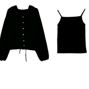 바이너리원 린넨 후드 가디건 + 나시 세트 블랙 / 김아홉 애프터먼데이 모래하우스 원더원더 블랙업 매니크 데일리쥬