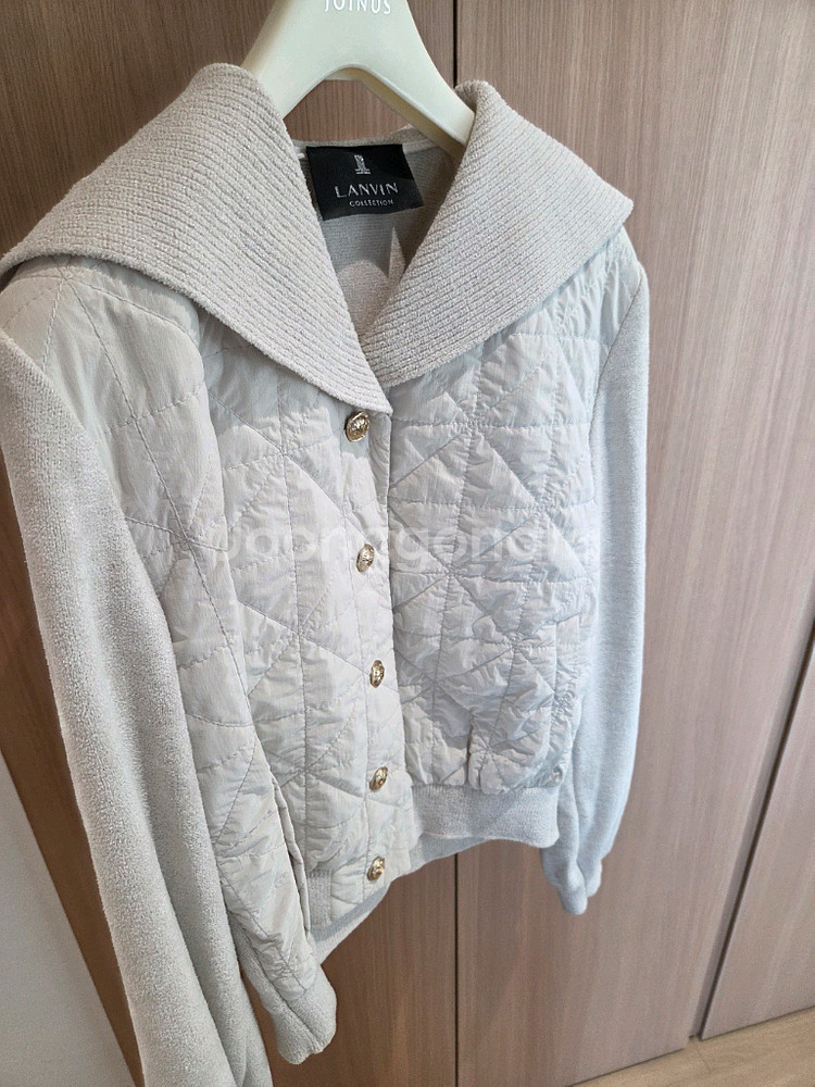 24 랑방컬렉션 니트 블록 숄 칼라 자켓--3