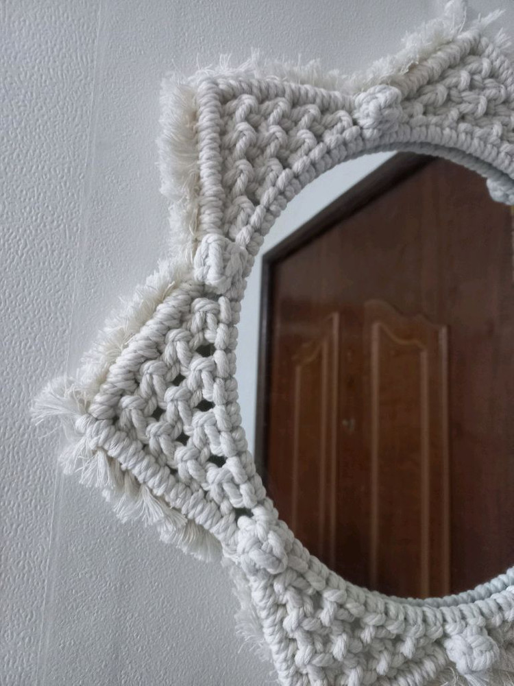 뜨개벽거울, 마크라메 벽걸이 거울,마크라메 원형 거울,--3