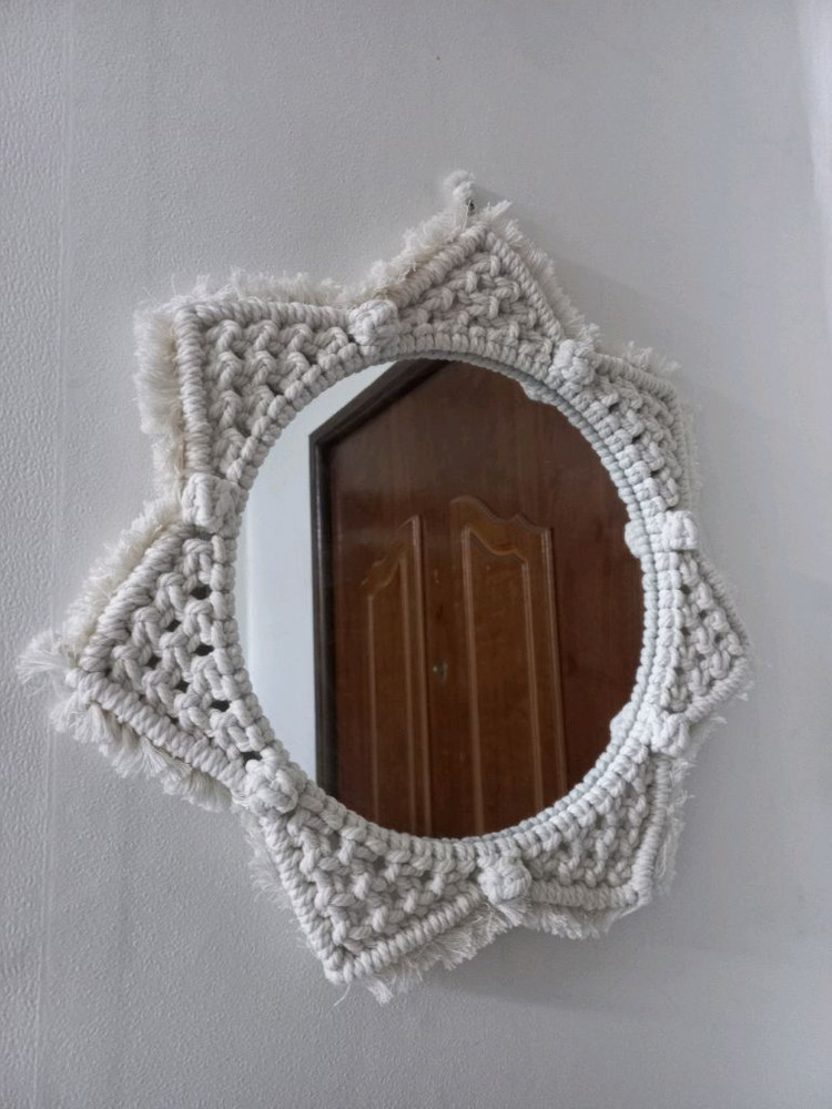 뜨개벽거울, 마크라메 벽걸이 거울,마크라메 원형 거울,--4