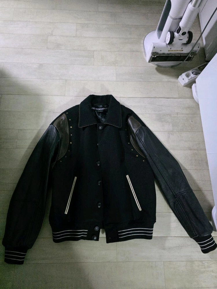 앤더슨벨 러스터 레더 울 바시티 자켓 m 이미지