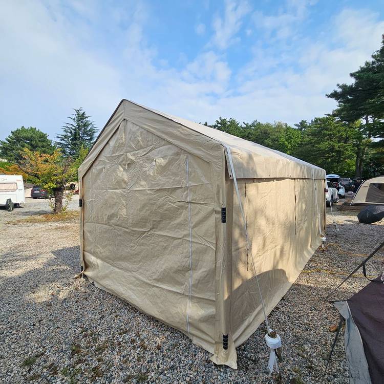 간이 주차 천막 야외 차고지 캐노피 방수 그늘막 조립식 창고 차량용 농막 차양막 이미지
