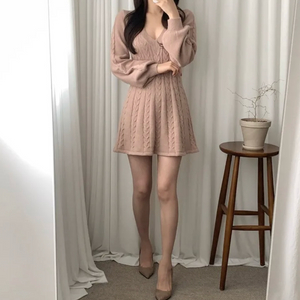 포근 브이넥 니트 원피스