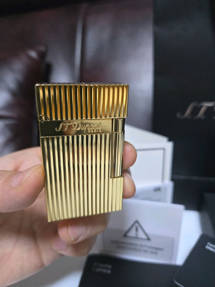 [새상품급] 듀퐁라이터 라인2 ca16827 스트라이프 금장 쌍불 듀퐁라이타--2