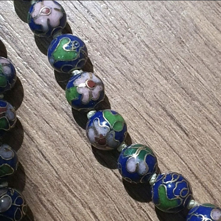 1960s 오리엔탈 칠보 공예 비즈 빈티지목걸이 이미지