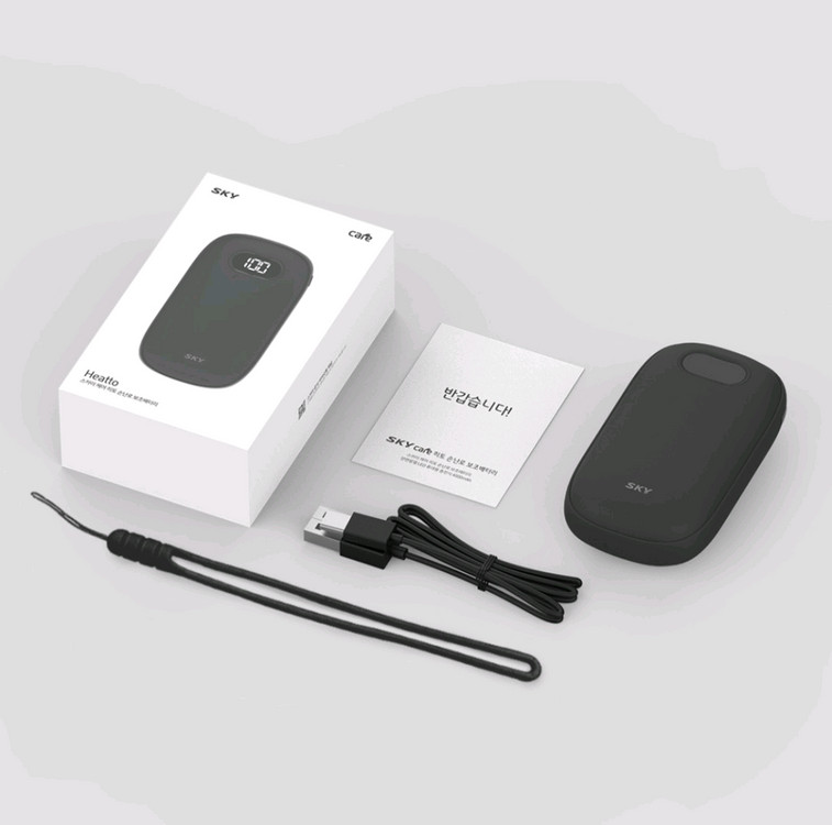 SKY 휴대용 충전식 양면발열 LED 보조배터리 손난로SKY에서 나온 휴대용 충전식 손난로입니다. 보조배터리 기능--1