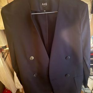 베이직 블랙 더블 버튼 노카라 자켓+슬랙스 정장세트 66