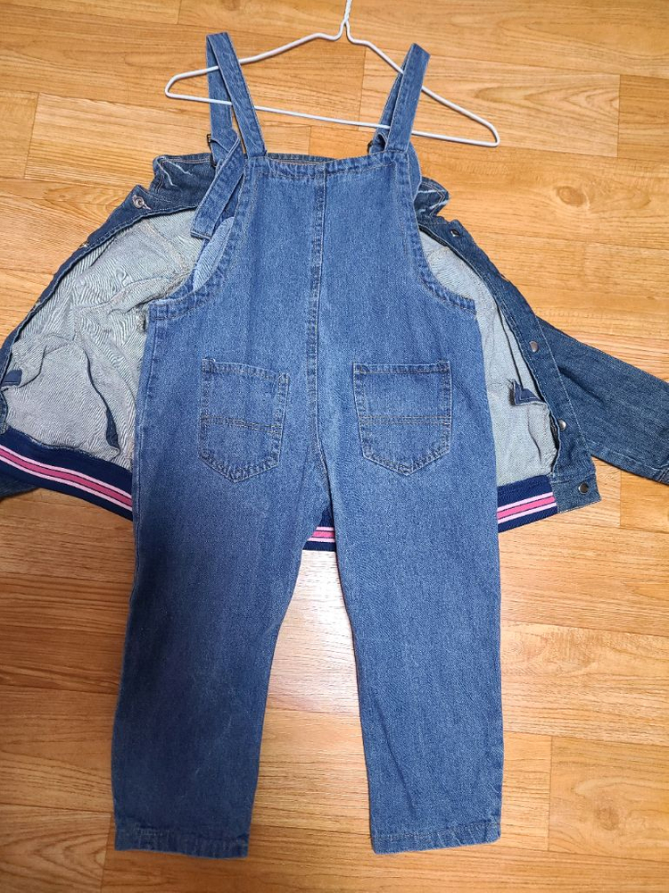 130사이즈 여아 유아옷 청멜빵, 청자켓 세트 일괄판매--2