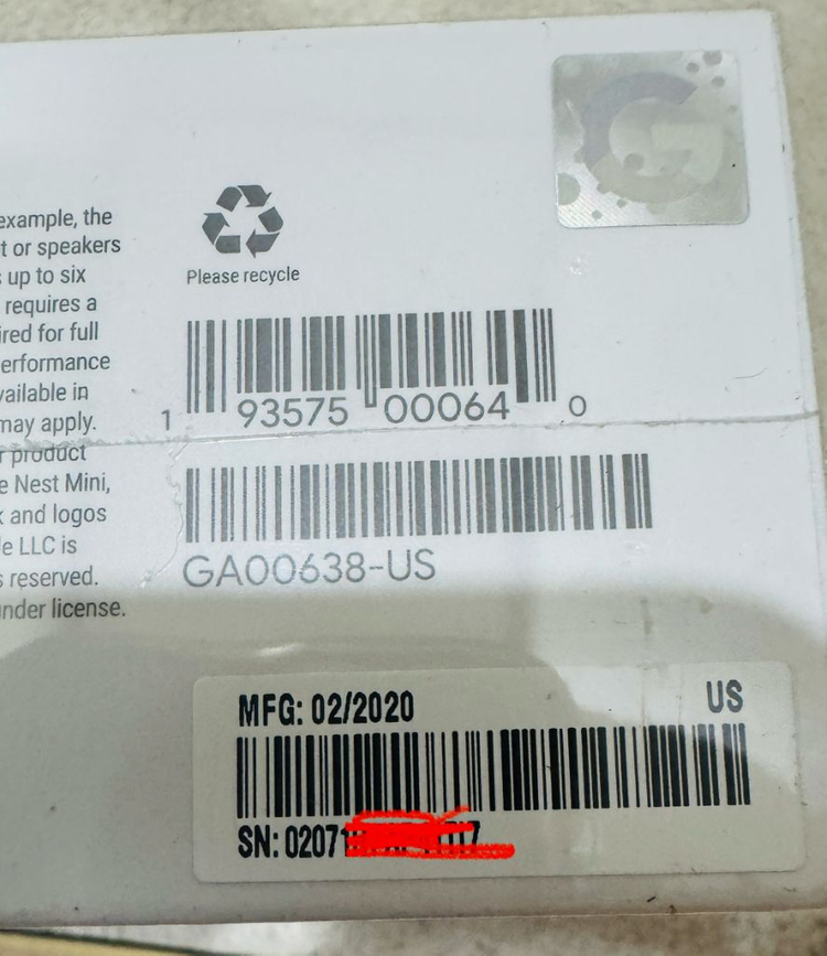 구글 네스트미니 2세대 미개봉--2