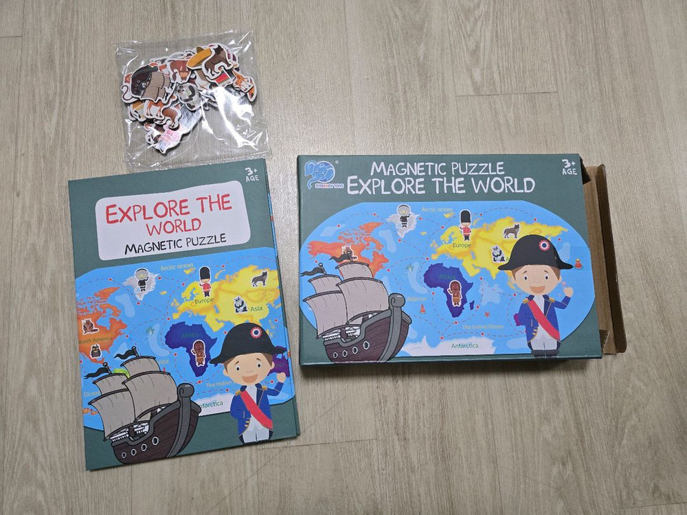 새제품) 자석퍼즐세계지도--0