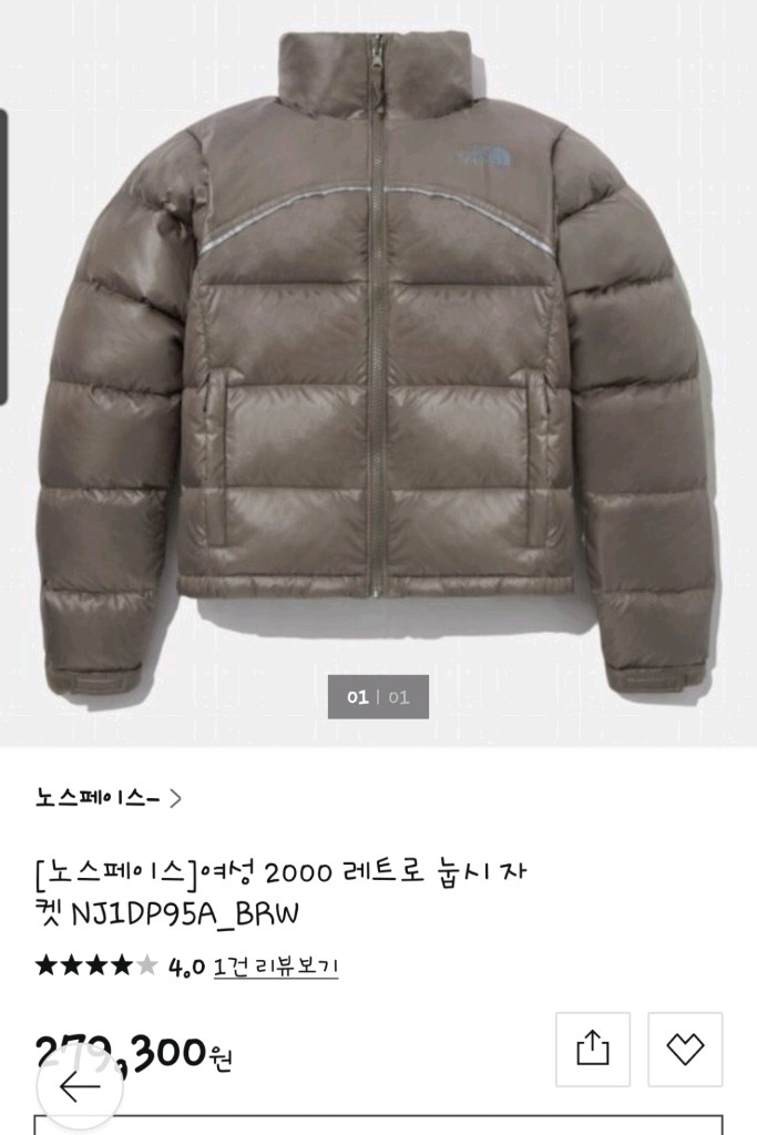 노스페이스 여성 2000레트로 눕시패딩--1