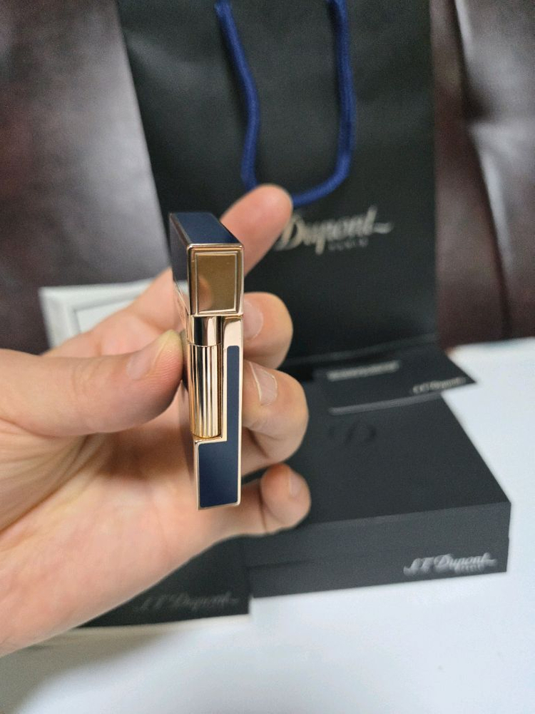 [풀세트] 듀퐁라이터 라인2 신형 ca16496 블루 래커 금장 쌍불 듀퐁 라이타--3