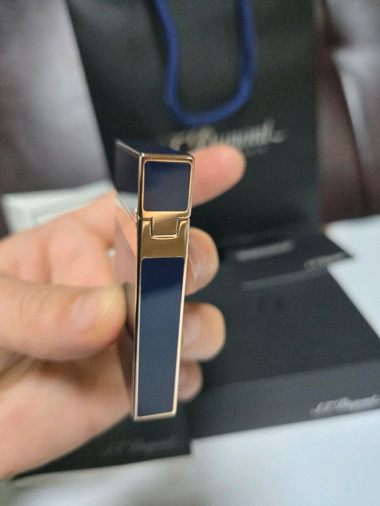 [풀세트] 듀퐁라이터 라인2 신형 ca16496 블루 래커 금장 쌍불 듀퐁 라이타--4